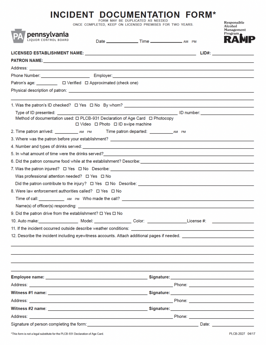 incident form